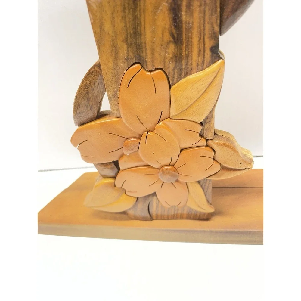 Handcrafted Inlaid Wooden Cross w/floral motif
